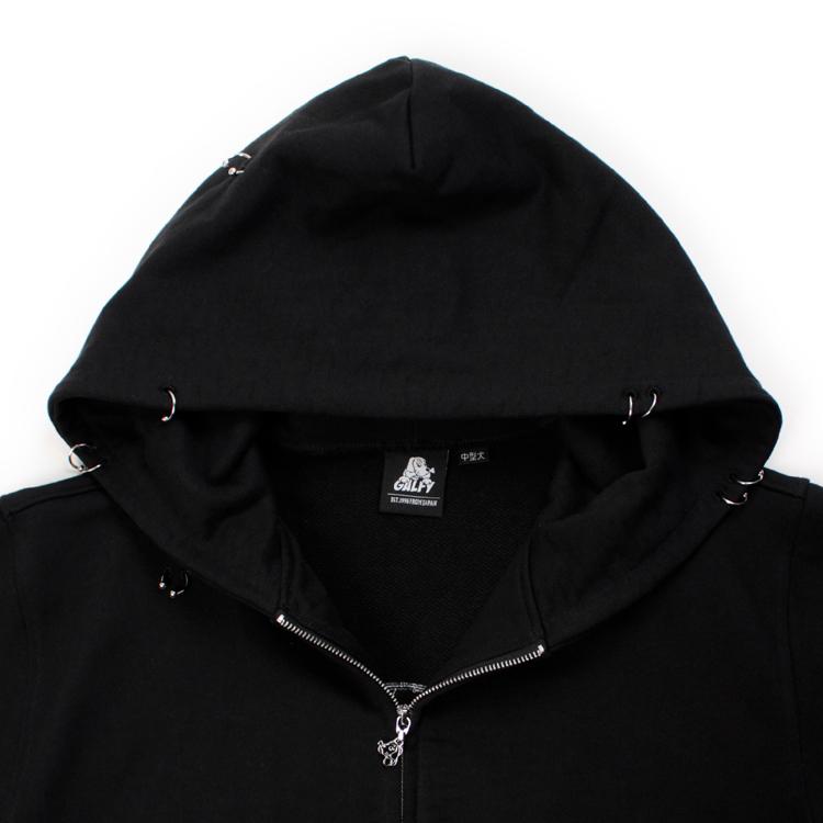 GALFY（ガルフィー） バチバチピアス 裏毛 スウェット ジップパーカー