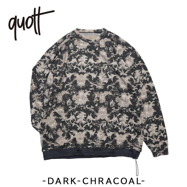 quolt クオルト MAGNIFICENT KNIT 西洋美術柄 レイヤード状 切替 ニットソー ドローコード ゆったり リラックス感 ...