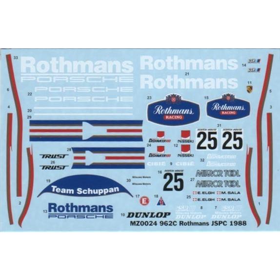 MZ-DECALS】ミニッツ対応 962C RothmansJSPC88デカール : スタジオ27