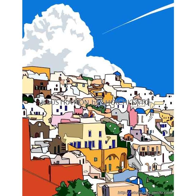 Pastel Townii ギリシャ風景のイラスト版画作品 Tutorials Phgr Ch