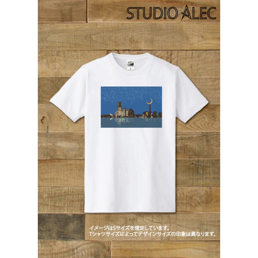 横浜イラスト・Tシャツ　横浜みなとみらい21の夜景のイラスト♪ 「スターライト・ハーバー」｜studioalec