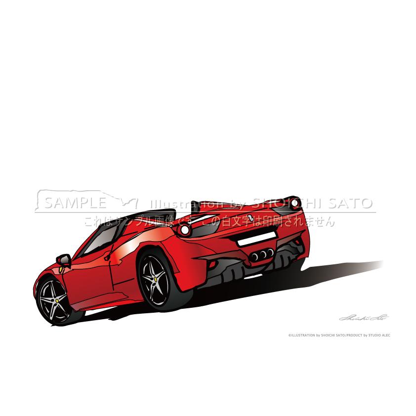 在庫セール品 フェラーリ 458 サイズ イラストポスター イタリア 買い物