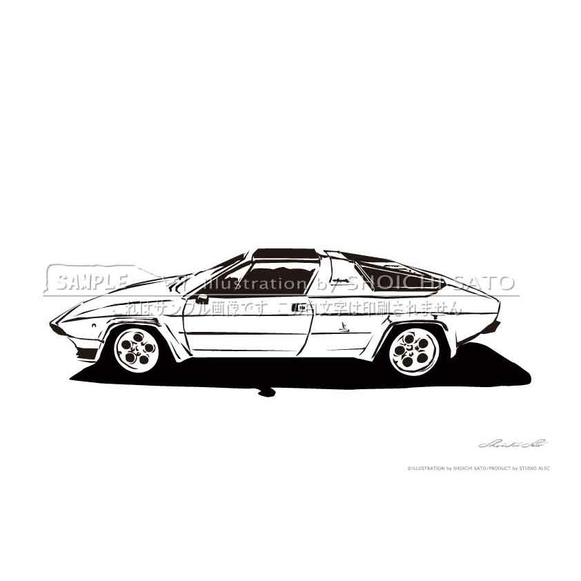 在庫セール品！ランボルギーニ シルエット（線画） イラストポスター