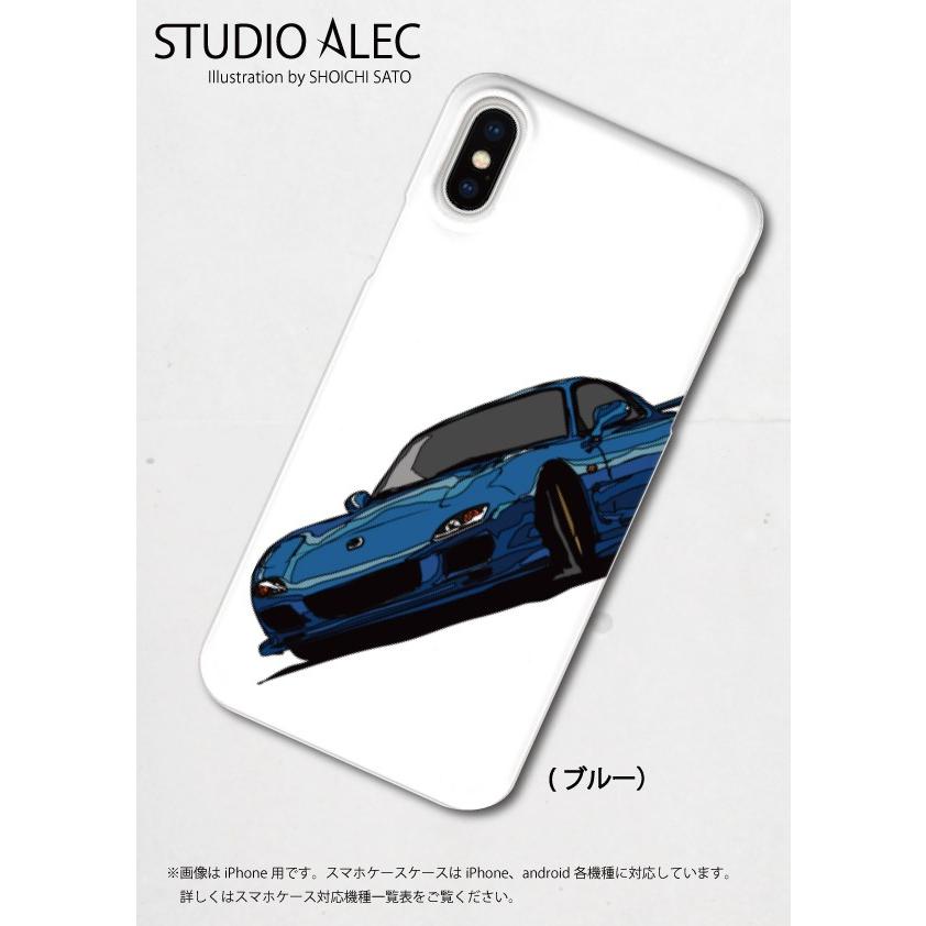 マツダRX-7 FD3S国産本革手帳型iPhoneケース マツダ FD3S RX-7（線画）のイラスト・手帳型スマホケース