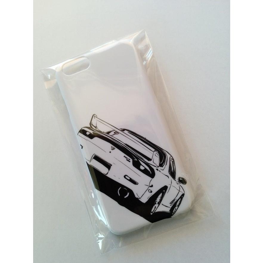 マツダRX-7 FD3S国産本革手帳型iPhoneケース マツダ FD3S RX-7（線画）のイラスト・手帳型スマホケース