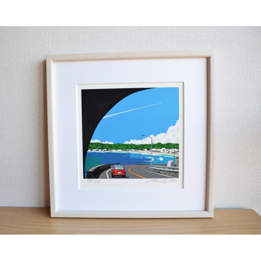 トンネルを抜けて 湘南イラスト版画作品 鎌倉の海岸線とミニクーパーのイラスト Shg3001 Studio Alec 通販 Yahoo ショッピング