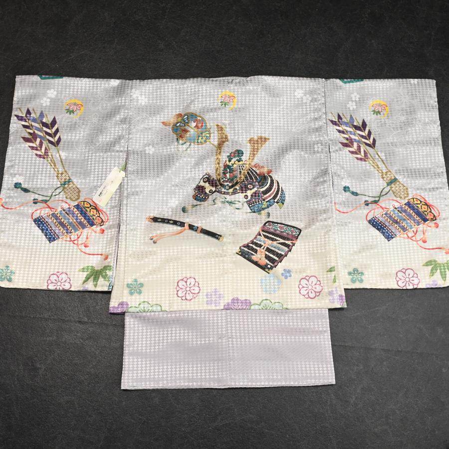 【激安】【在庫処分品】男児AS袴セット/ひさかたろまん/03-710BN/三ツ身/ブランド/子供/ちびっこ/着物/長襦袢/羽織/七五三着物セット/3歳/和服/兜/グレー/ |  | 04