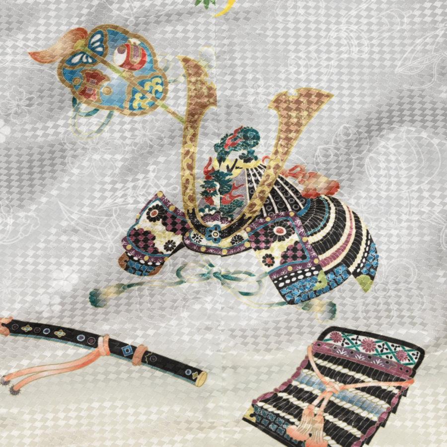 【激安】【在庫処分品】男児AS袴セット/ひさかたろまん/03-710BN/三ツ身/ブランド/子供/ちびっこ/着物/長襦袢/羽織/七五三着物セット/3歳/和服/兜/グレー/ |  | 05