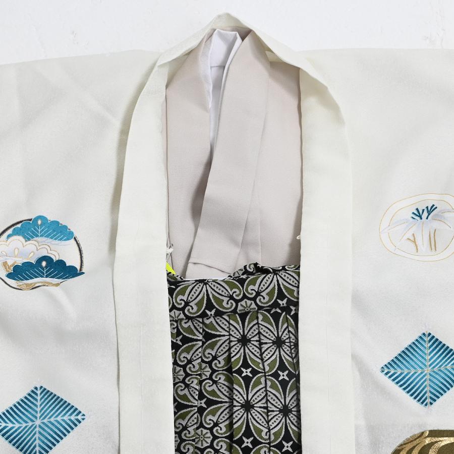 【在庫処分品】男児AS袴セット/しゃれっこ/おりびと/04-694BN/(BN6360)/ブランド/子供/ちびっこ/着物/長襦袢/羽織/七五三着物セット/5歳/和服/白 |  | 01