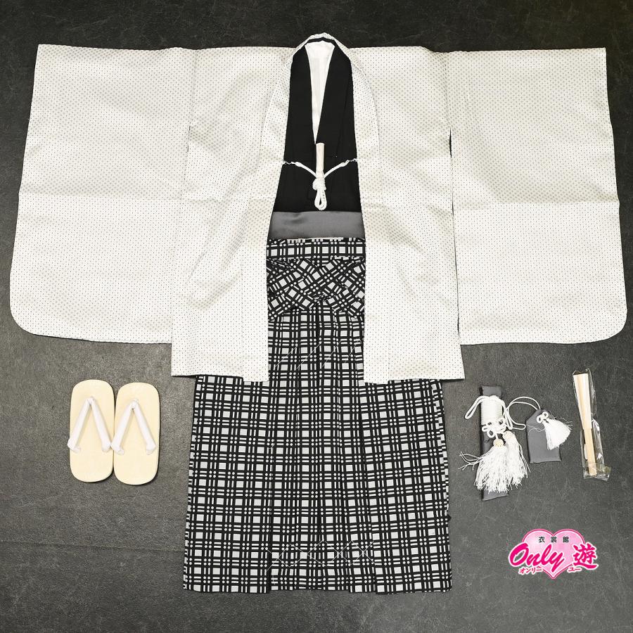 【在庫処分品】男児AS袴セット/おりびと/05-701BN/ブランド/子供/ちびっこ/着物/長襦袢/羽織/七五三着物セット/5歳/和服/白 | 