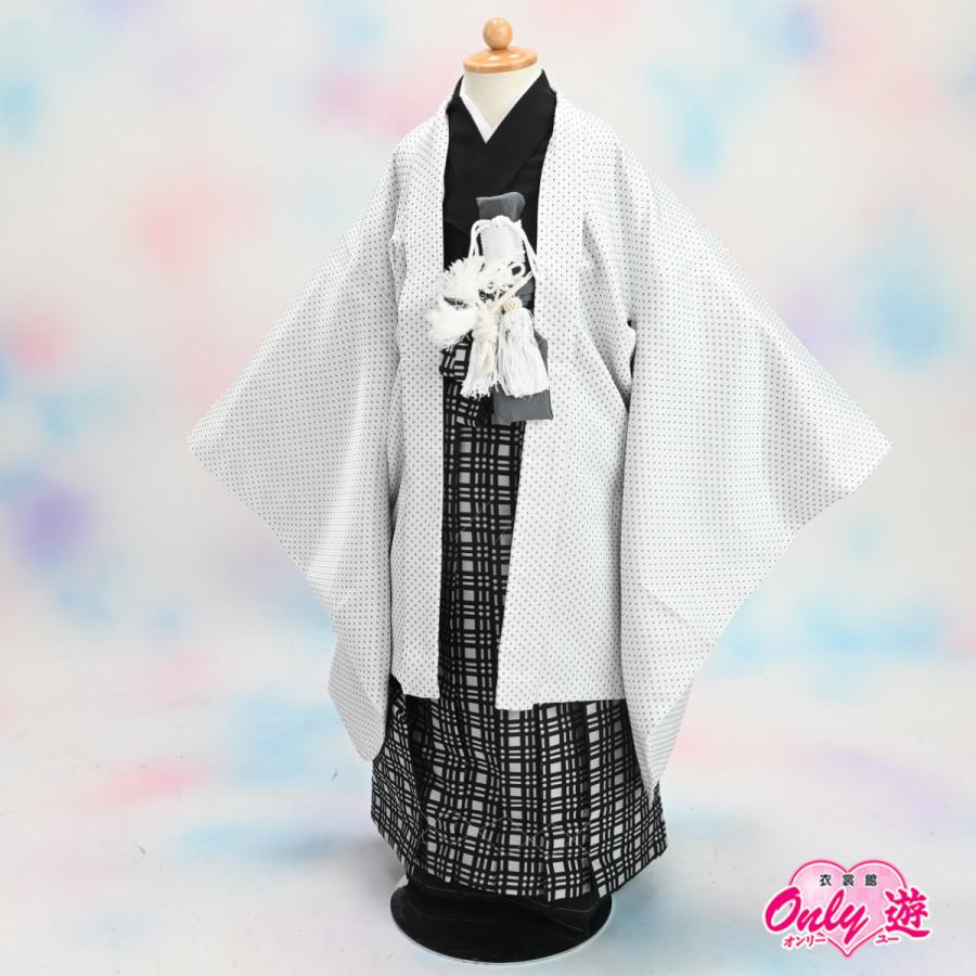 【在庫処分品】男児AS袴セット/おりびと/05-701BN/ブランド/子供/ちびっこ/着物/長襦袢/羽織/七五三着物セット/5歳/和服/白 |  | 01