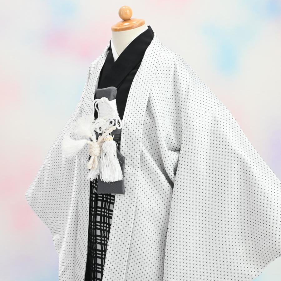 【在庫処分品】男児AS袴セット/おりびと/05-701BN/ブランド/子供/ちびっこ/着物/長襦袢/羽織/七五三着物セット/5歳/和服/白 |  | 02