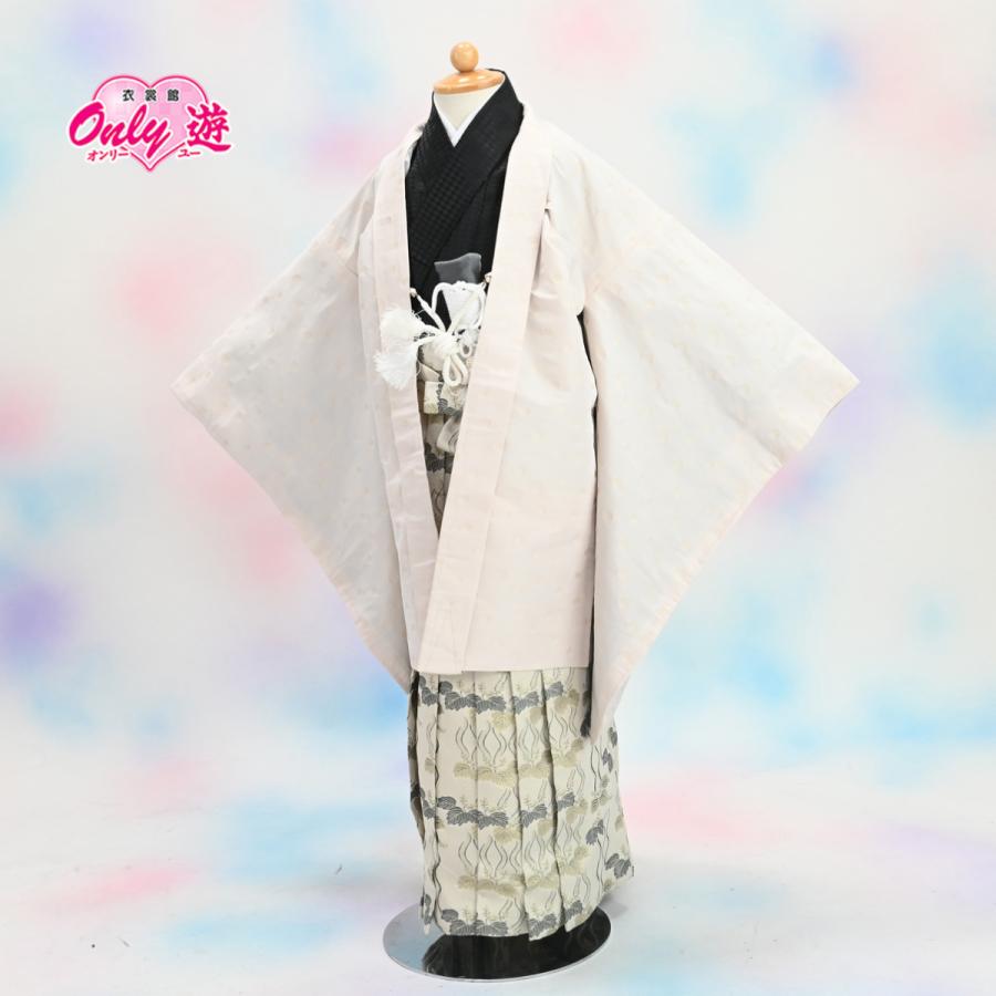 【在庫処分品】男児AS袴セット/おりびと/05-702BN/ブランド/子供/ちびっこ/着物/長襦袢/羽織/七五三着物セット/5歳/和服/水玉/ベージュ |  | 01
