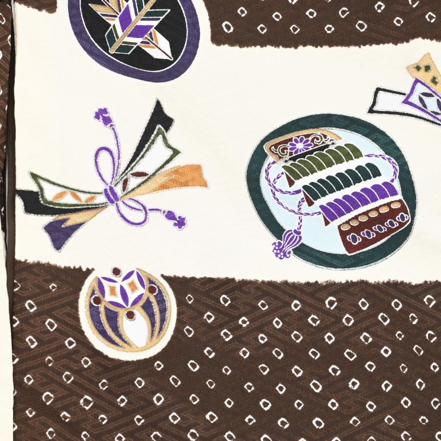 【在庫処分品】男児AS袴セット/式部浪漫/05-706BN/ブランド/子供/ちびっこ/着物/長襦袢/羽織/七五三着物セット/5歳/和服/茶/古典柄 |  | 03