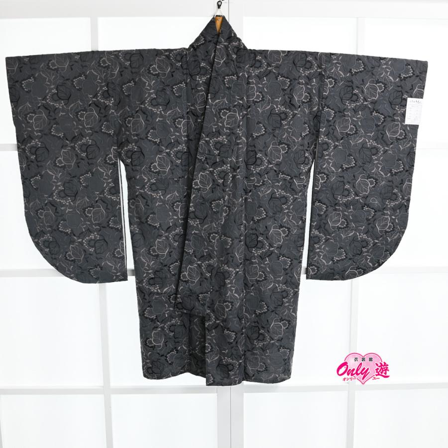 袴用二尺袖 22-362BN (BN4600) 刺繍 Lサイズ 小振袖 二尺袖 短丈 卒業時装 黒