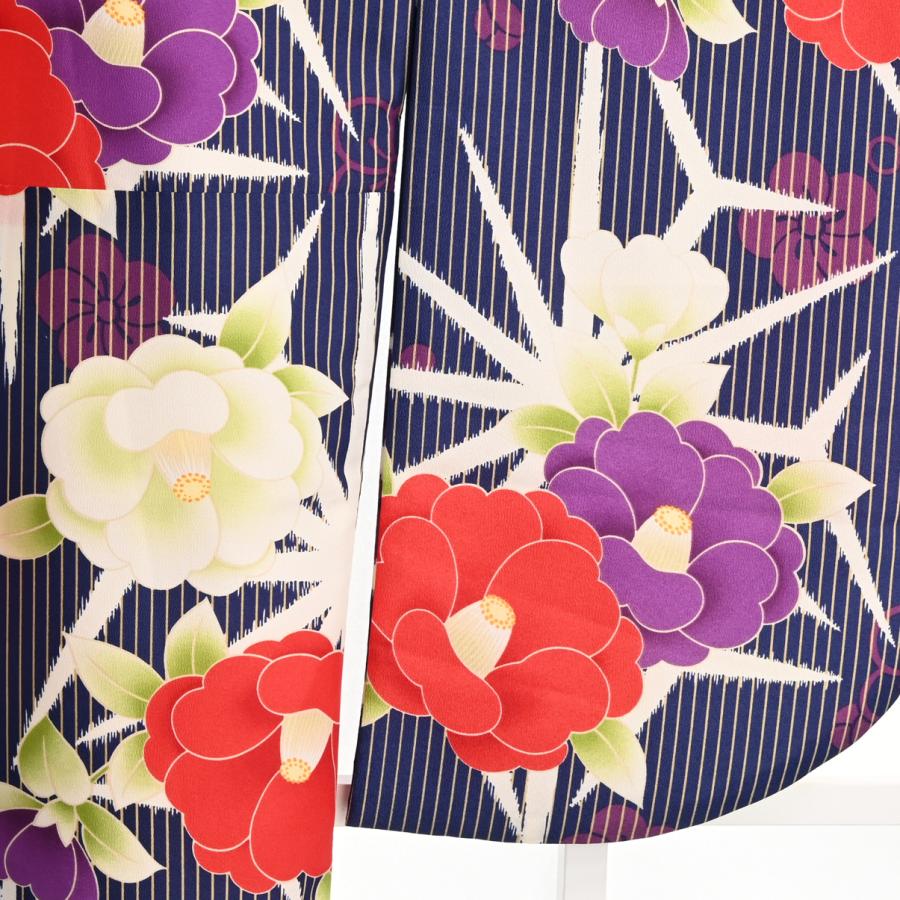 激安】15【在庫処分品】袴用二尺袖/22-401NB/椿と麻の葉/Lサイズ/小 
