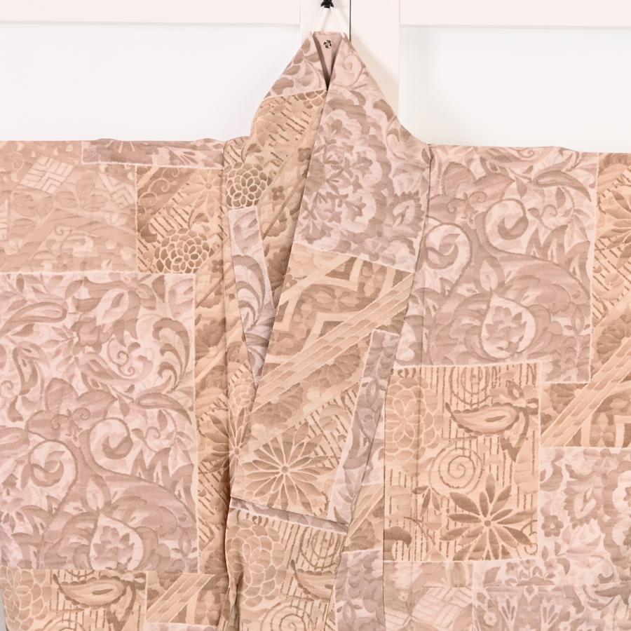 150【新作】袴用二尺袖/着物単品/RM-146/22-472RF/ラフィネモカ/パッチワーク/Lサイズ/小振袖/二尺袖/短丈/ポリエステル |  | 02