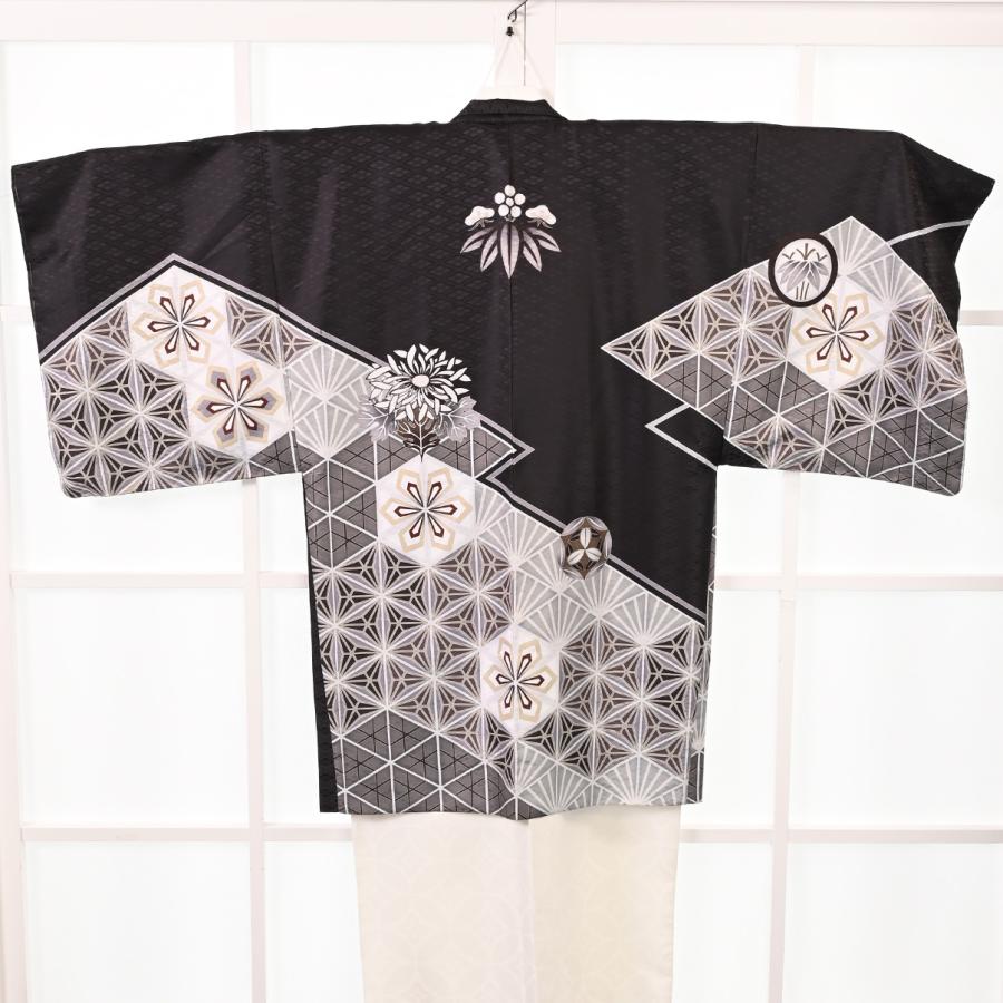 【最新作】殿方和装/50-0642KA/メンズ/着流し/街着/着物/羽織/アンサンブル/藤岡真威人/黒の画像