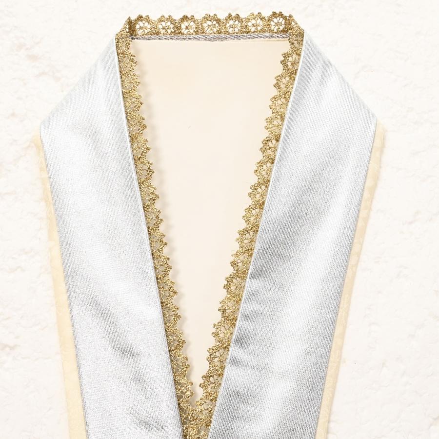 サロンドミエル⭐️伊達襟⭐重ね襟⭐白色 重ね襟 パール 地紋 女性用半襟 重ね衿 伊達衿 着付け小物 重ね