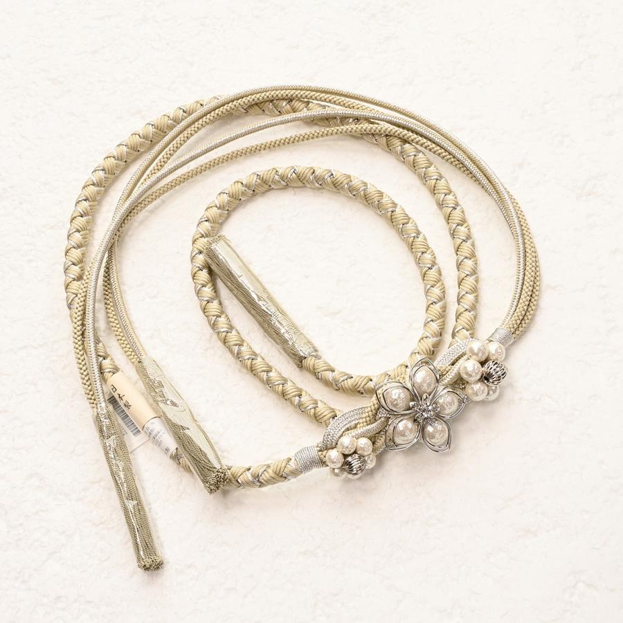 82NB80120【新作】帯締め/翠嵐工房/雪華/銀/2色四本バラ/振袖用