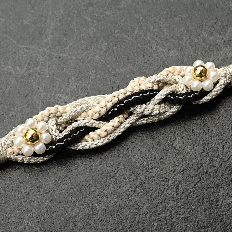 ネ/宇/82RF38070/82RF38020【在庫処分品】帯締め/振袖用帯〆/ラフィネモカ/華パール/正絹/金属糸/二色四本バラ/手組み/丸組/丸打ち/Mサイズ/中国製 |  | 01