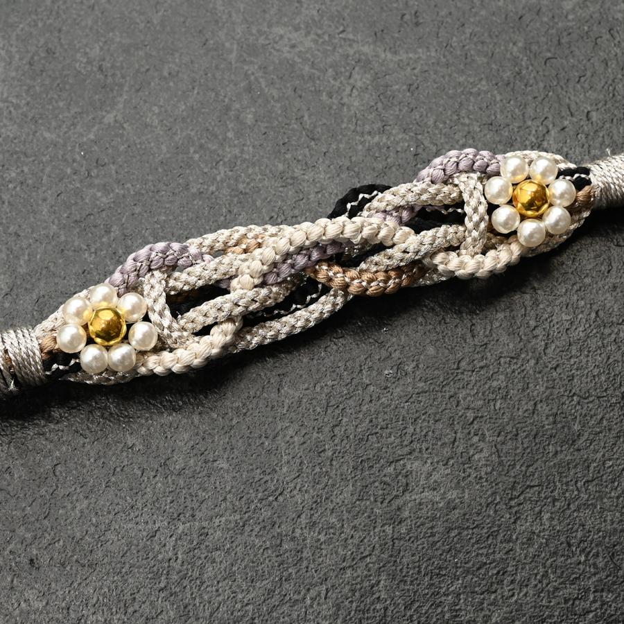 ネ/宇/82RF38070/82RF38020【在庫処分品】帯締め/振袖用帯〆/ラフィネモカ/華パール/正絹/金属糸/二色四本バラ/手組み/丸組/丸打ち/Mサイズ/中国製 |  | 07