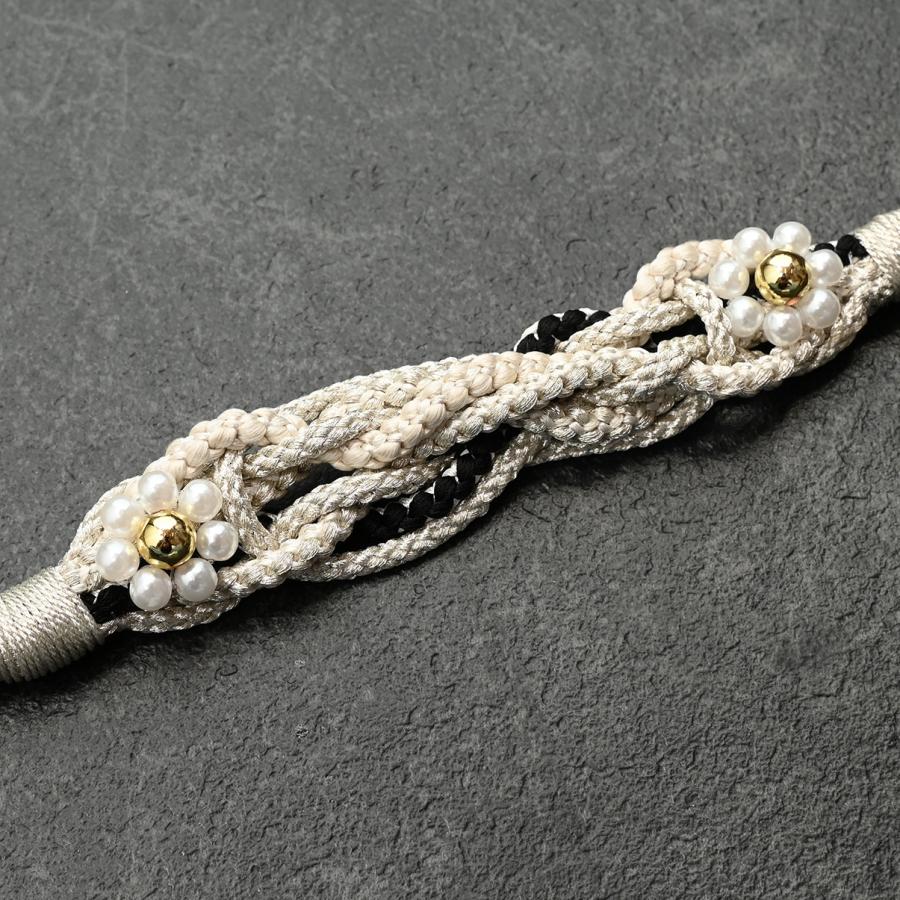 ネ/宇/82RF38070/82RF38020【在庫処分品】帯締め/振袖用帯〆/ラフィネモカ/華パール/正絹/金属糸/二色四本バラ/手組み/丸組/丸打ち/Mサイズ/中国製 |  | 09