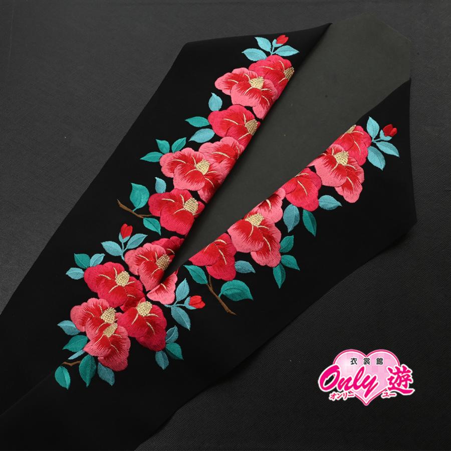 半襟 新品未使用 Prices down3）振袖 半襟 刺繍 「ターコイズグリーン 青海波、菊菱の