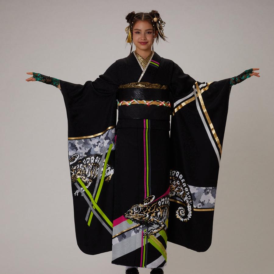 【新作】お誂え付き振袖フルセット/CZ/crazier/クレイジア/カメレオン/ブラック/購入/振袖/ブランド/成人式/卒業式/結婚式/着物/フルセット/ブリッジマン遊七 |  | 05