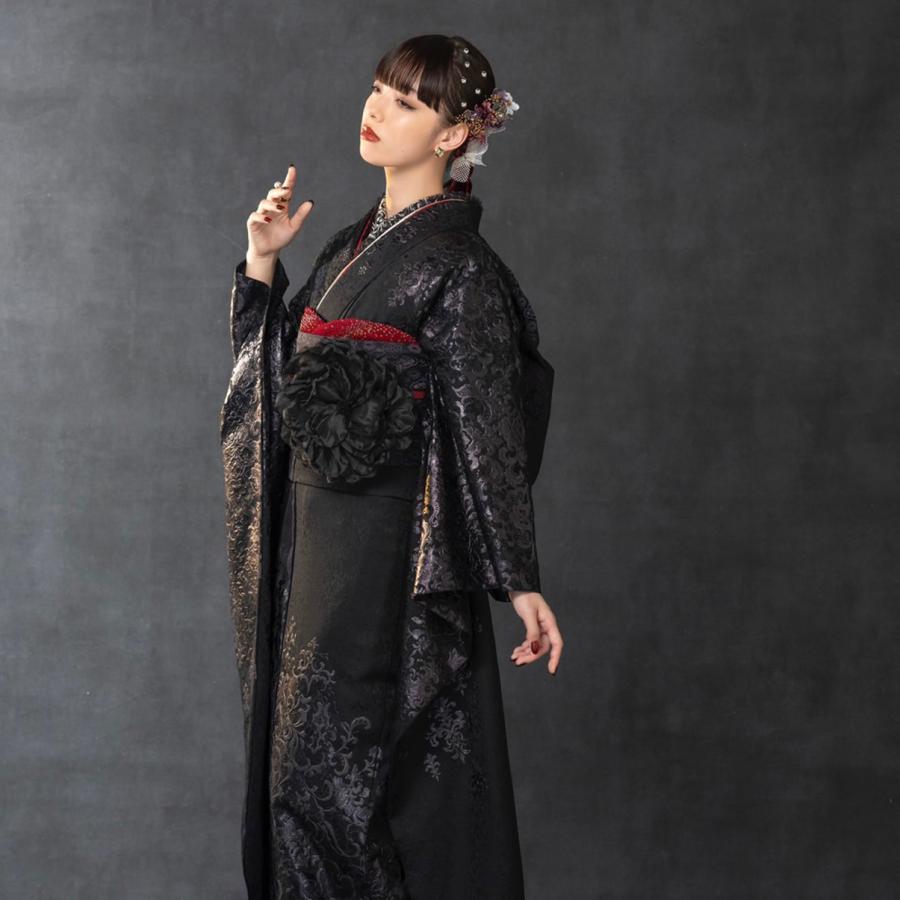 【最新作】お誂え付き振袖フルセット/No,24048A/アンルーチェ/ブラック/購入/振袖/ブランド/成人式/卒業式/結婚式/着物/フルセット |  | 01