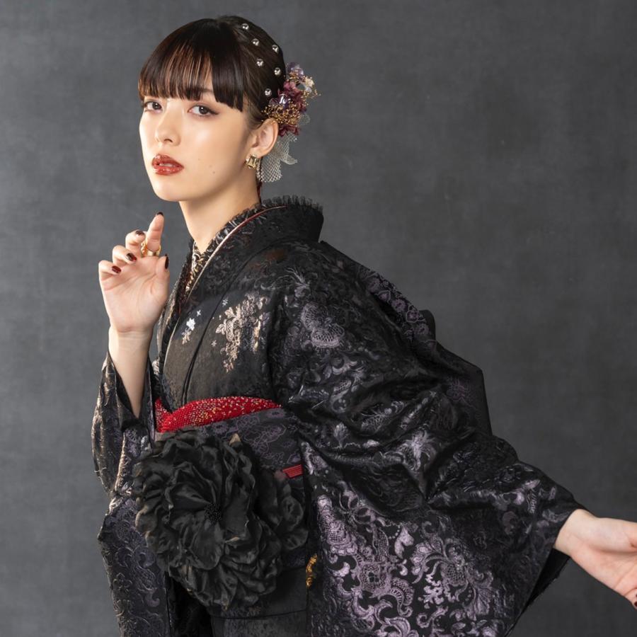 【最新作】お誂え付き振袖フルセット/No,24048A/アンルーチェ/ブラック/購入/振袖/ブランド/成人式/卒業式/結婚式/着物/フルセット |  | 02