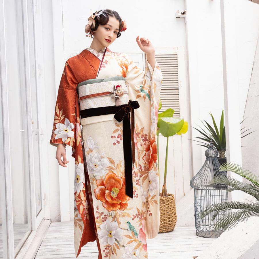 【新作】お誂え付き振袖フルセット/RF-33/ラフィネモカ/オレンジ/ルージュ/振袖/購入/ブランド/成人式/卒業式/結婚式/着物/フルセット |  | 04