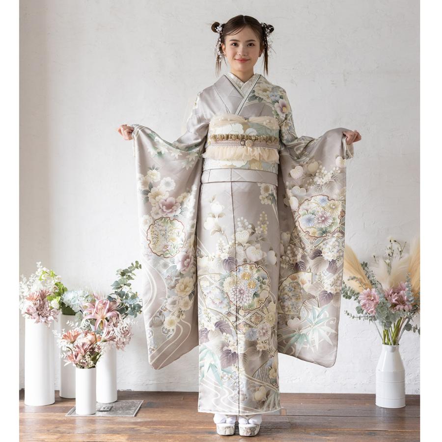 【新作】お誂え付き振袖フルセット/RF-34/ラフィネモカ/トラッド/グレージュ/振袖/購入/ブランド/成人式/卒業式/結婚式/着物/フルセット |  | 01