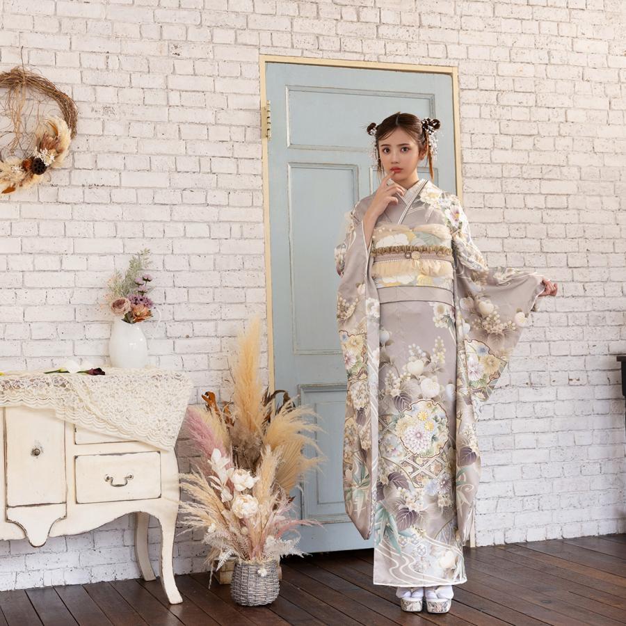 【新作】お誂え付き振袖フルセット/RF-34/ラフィネモカ/トラッド/グレージュ/振袖/購入/ブランド/成人式/卒業式/結婚式/着物/フルセット |  | 02