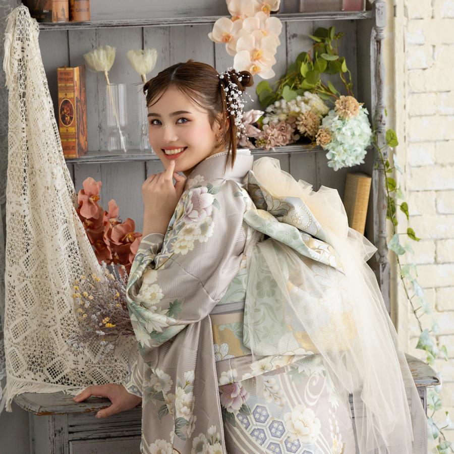 【新作】お誂え付き振袖フルセット/RF-34/ラフィネモカ/トラッド/グレージュ/振袖/購入/ブランド/成人式/卒業式/結婚式/着物/フルセット |  | 08