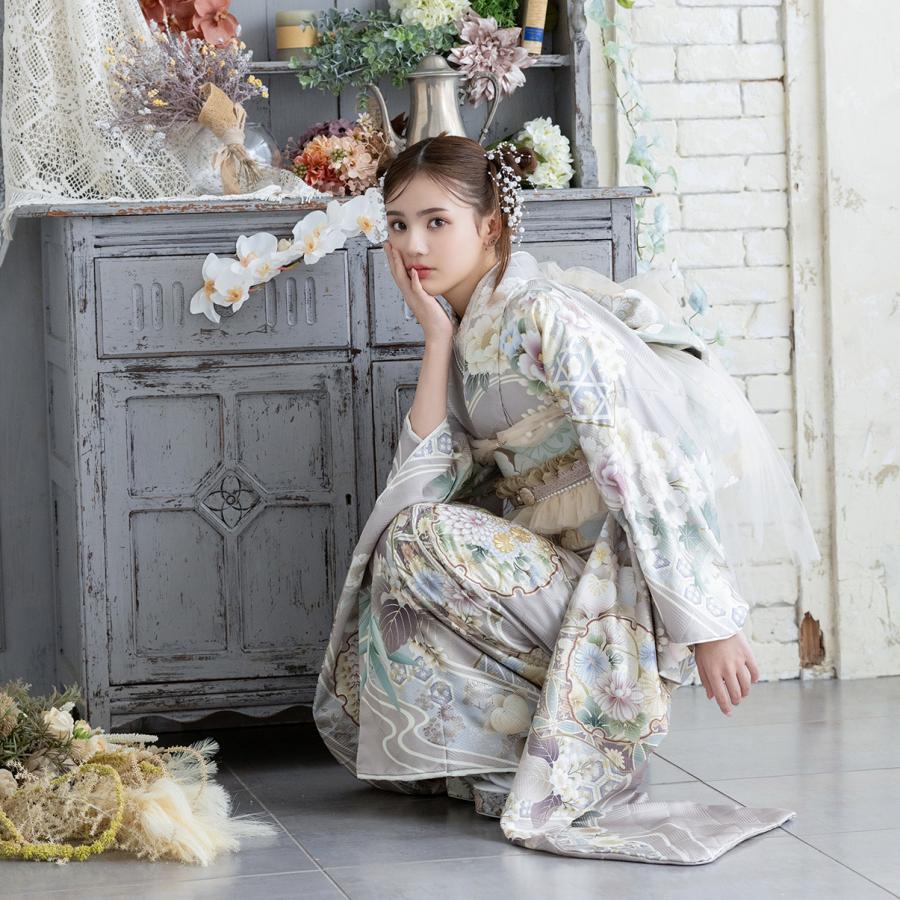 【新作】お誂え付き振袖フルセット/RF-34/ラフィネモカ/トラッド/グレージュ/振袖/購入/ブランド/成人式/卒業式/結婚式/着物/フルセット |  | 09