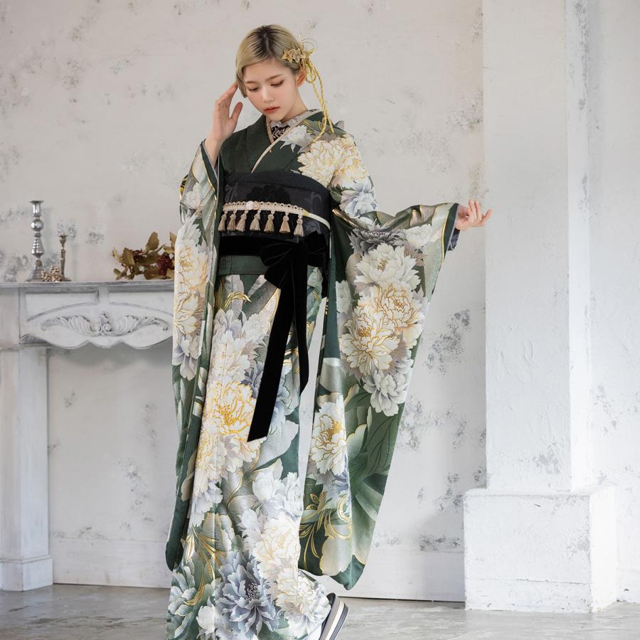 【新作】お誂え付き振袖フルセット/RF-35/ラフィネモカ/フィズ/エヴァーグリーン/振袖/購入/ブランド/成人式/卒業式/結婚式/着物/フルセット |  | 01
