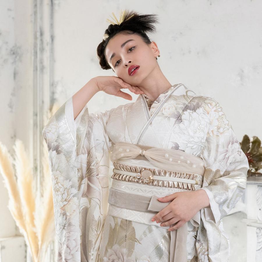 【新作】お誂え付き振袖フルセット/RF-36/ラフィネモカ/Fiz/パールホワイト/振袖/購入/ブランド/成人式/卒業式/結婚式/着物/フルセット |  | 01