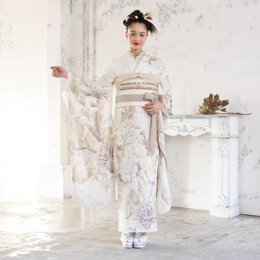 【新作】お誂え付き振袖フルセット/RF-36/ラフィネモカ/Fiz/パールホワイト/振袖/購入/ブランド/成人式/卒業式/結婚式/着物/フルセット |  | 06