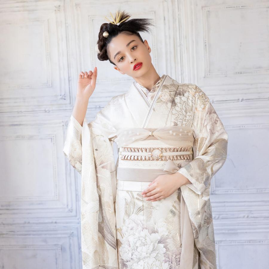 【新作】お誂え付き振袖フルセット/RF-36/ラフィネモカ/Fiz/パールホワイト/振袖/購入/ブランド/成人式/卒業式/結婚式/着物/フルセット |  | 07