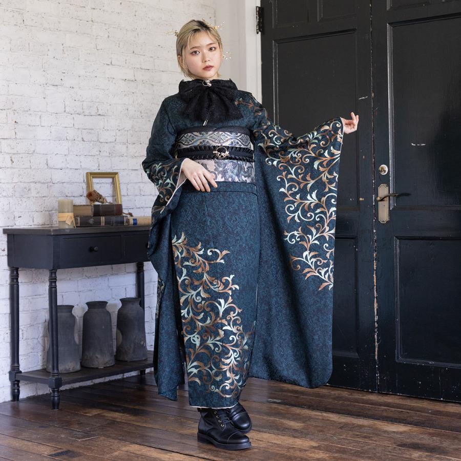 【新作】お誂え付き振袖フルセット/RF-37/ラフィネモカ/エキゾティカ/ブラックグリーン/振袖/購入/ブランド/成人式/卒業式/結婚式/着物/フルセット | 