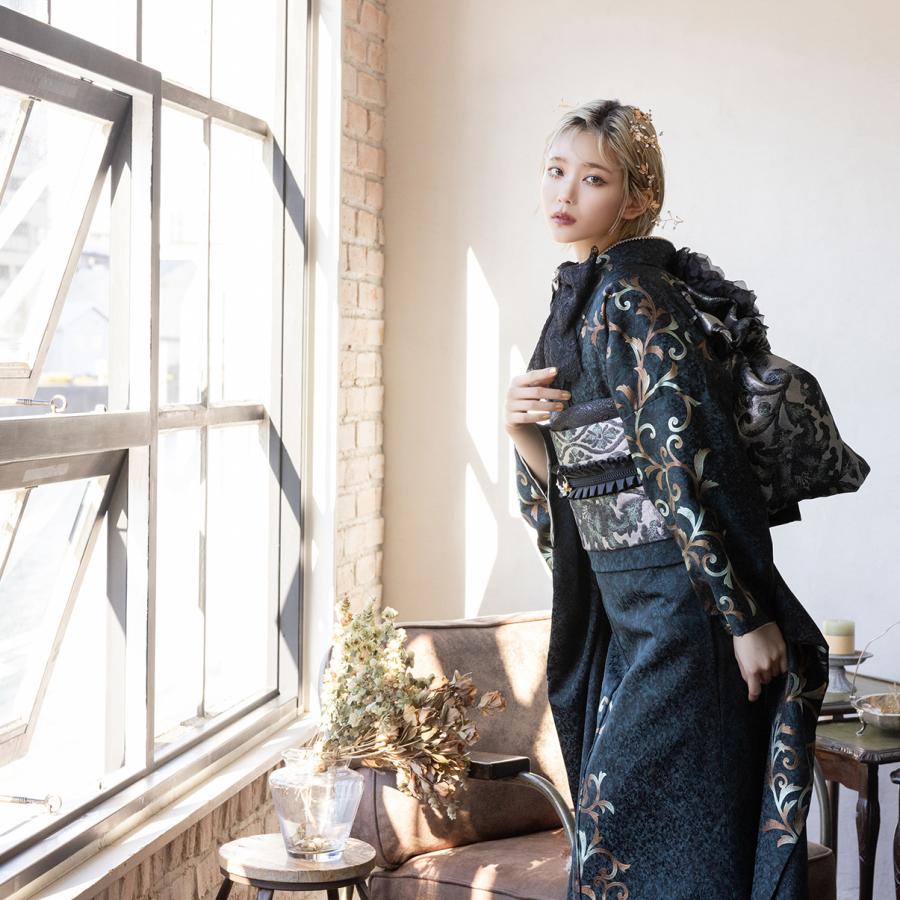 【新作】お誂え付き振袖フルセット/RF-37/ラフィネモカ/エキゾティカ/ブラックグリーン/振袖/購入/ブランド/成人式/卒業式/結婚式/着物/フルセット |  | 10