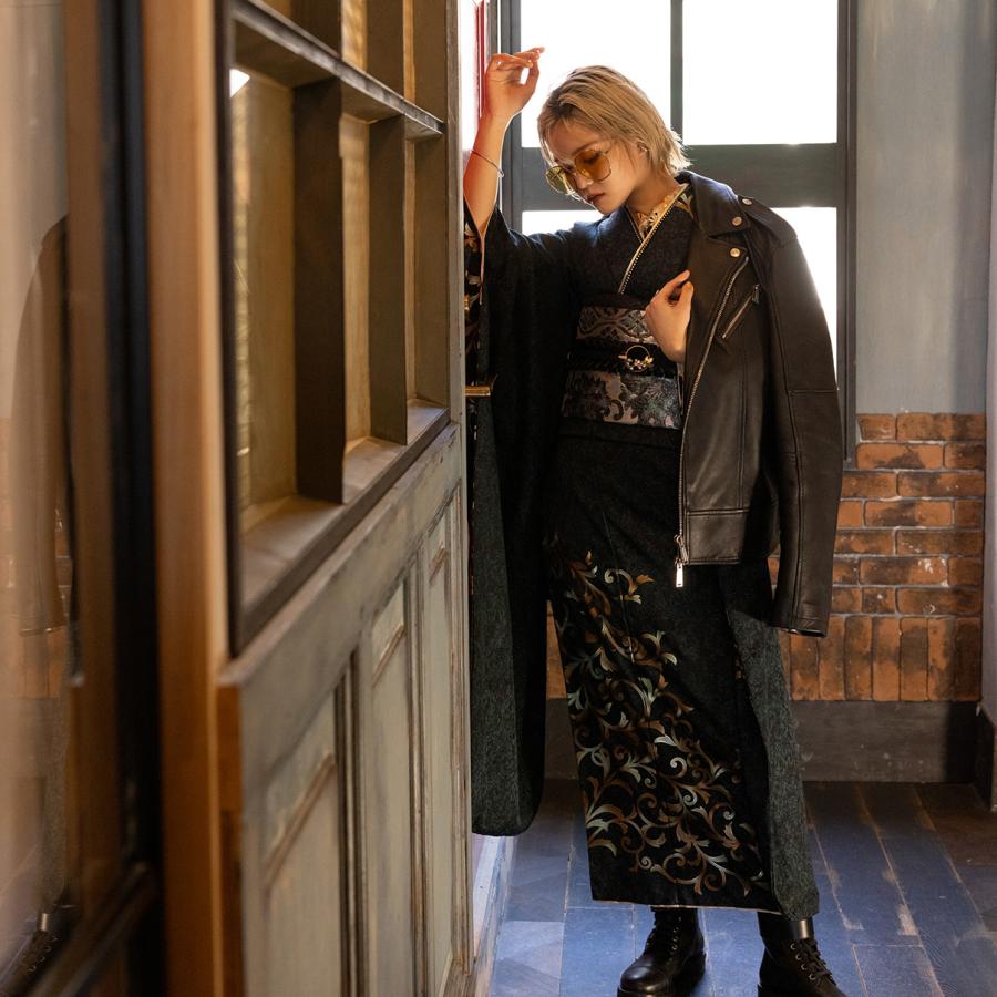 【新作】お誂え付き振袖フルセット/RF-37/ラフィネモカ/エキゾティカ/ブラックグリーン/振袖/購入/ブランド/成人式/卒業式/結婚式/着物/フルセット |  | 06