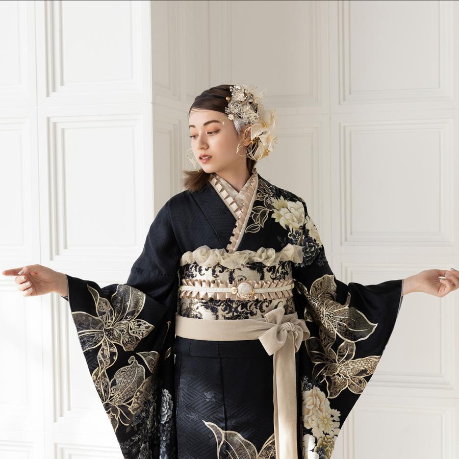 【最新作】お誂え付き振袖フルセット/RF-51/ラフィネモカ/ブラックヴィンテージ/購入/振袖/ブランド/成人式/卒業式/結婚式/着物/フルセット |  | 01