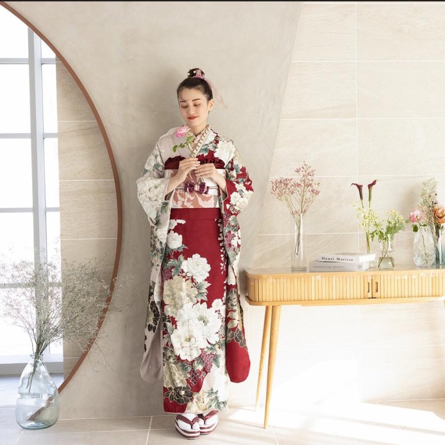 【最新作】お誂え付き振袖フルセット/RF-57/ラフィネモカ/ワイン/購入/振袖/ブランド/成人式/卒業式/結婚式/着物/フルセット | 