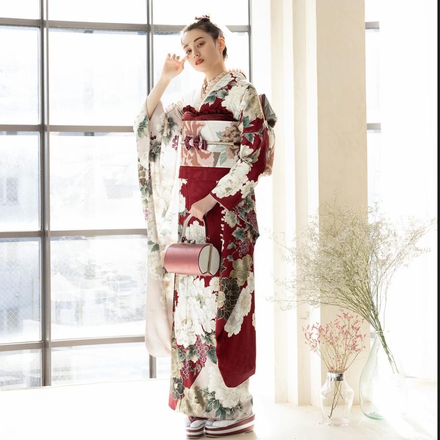 【最新作】お誂え付き振袖フルセット/RF-57/ラフィネモカ/ワイン/購入/振袖/ブランド/成人式/卒業式/結婚式/着物/フルセット |  | 02