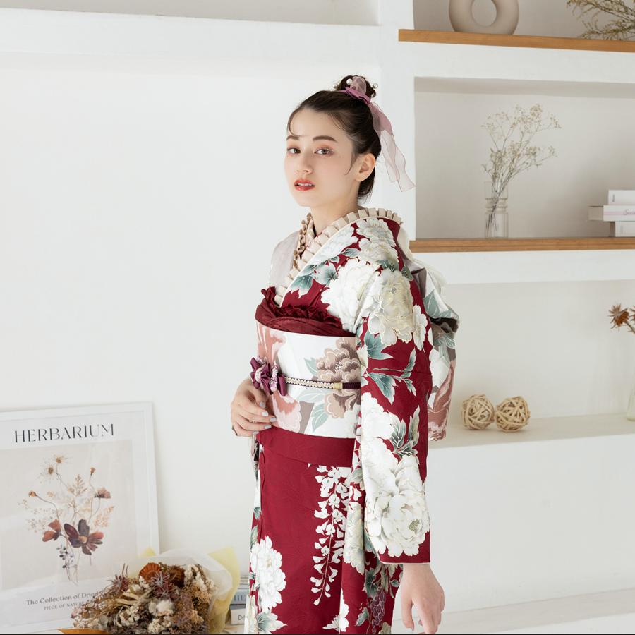 【最新作】お誂え付き振袖フルセット/RF-57/ラフィネモカ/ワイン/購入/振袖/ブランド/成人式/卒業式/結婚式/着物/フルセット |  | 03