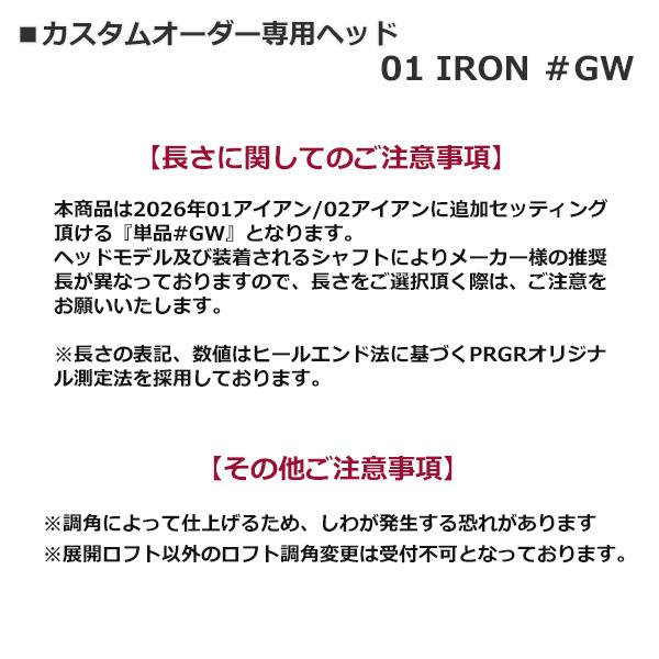 PRGR - 労働者階級歯車 2026 01 IRON [皆無イチ] アイアン(GRAPHITE DESIGN RAUNE IRON 炭素)GW単品[カスタム専用上端]