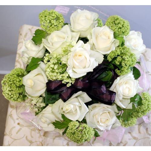 白バラのラウンド【生花　アレンジ】誕生日 お祝い 開店祝い 内祝い ウエディング ブライダル 結婚記念日 バレンタインデー 【地域限定送料無料】 |  | 03