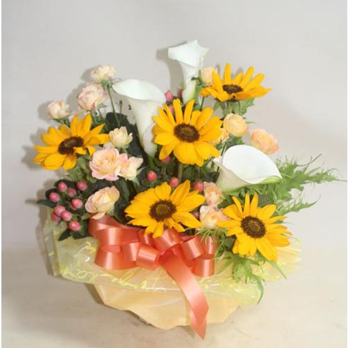 生花　たっぷりヒマワリのアレンジ【地域限定送料無料】カラー |  | 01